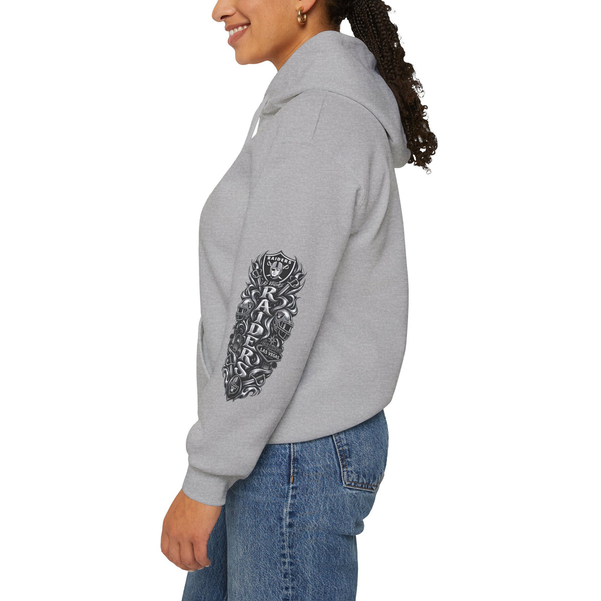 Las Vegas Raider Hoodie — Raider Graphic Pullover with Sleeve Art
