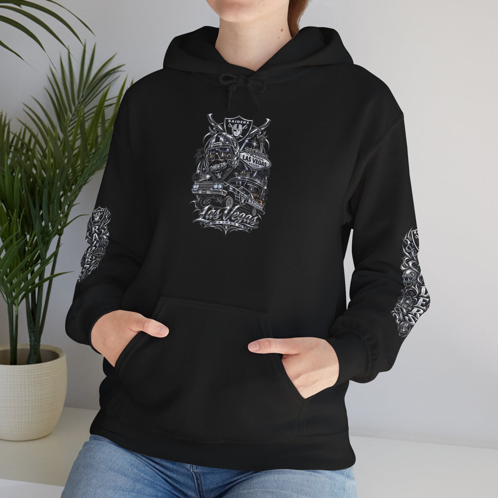 Las Vegas Raider Hoodie — Raider Graphic Pullover with Sleeve Art