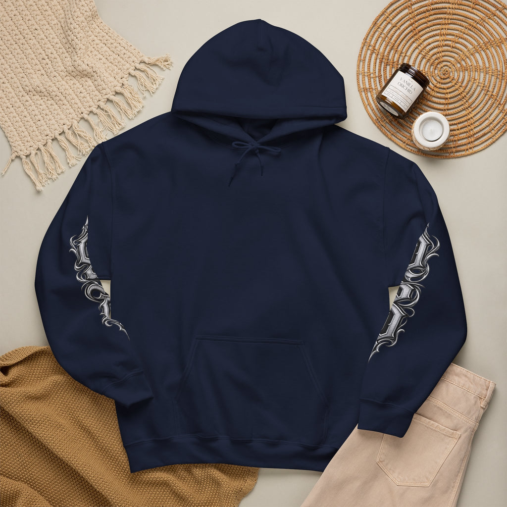 Hoodie — Ornate Gothic "OSD" Logo Sleeve & Back Streetwear Hoodie