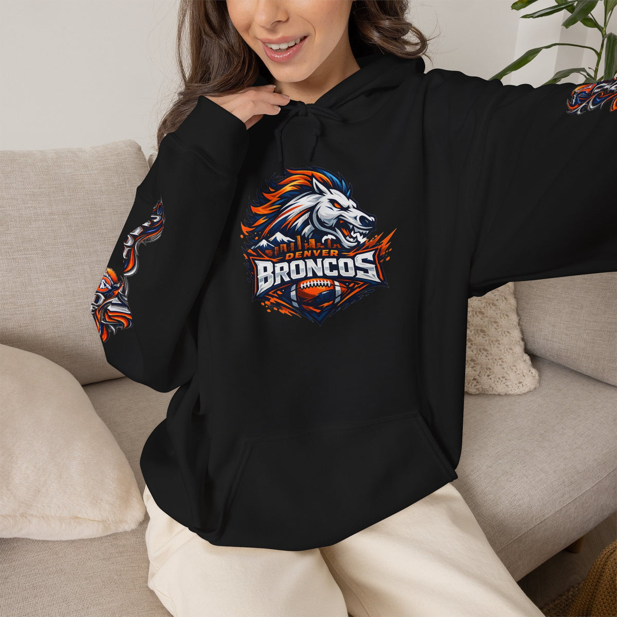 Broncos Fierce Hoodie — Team Logo Sleeve Pullover