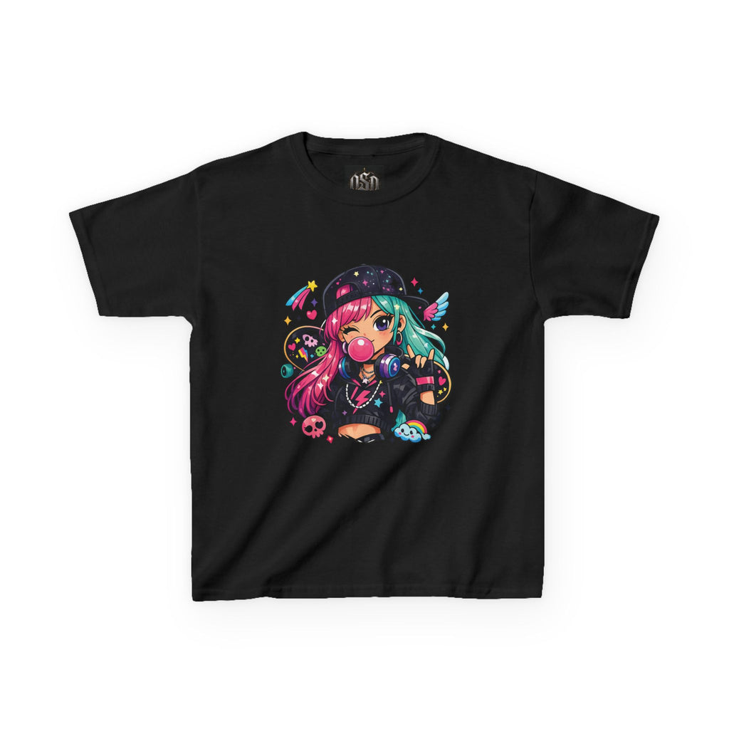 Kids Anime Gamer Tee — Colorful Kawaii Girl Graphic