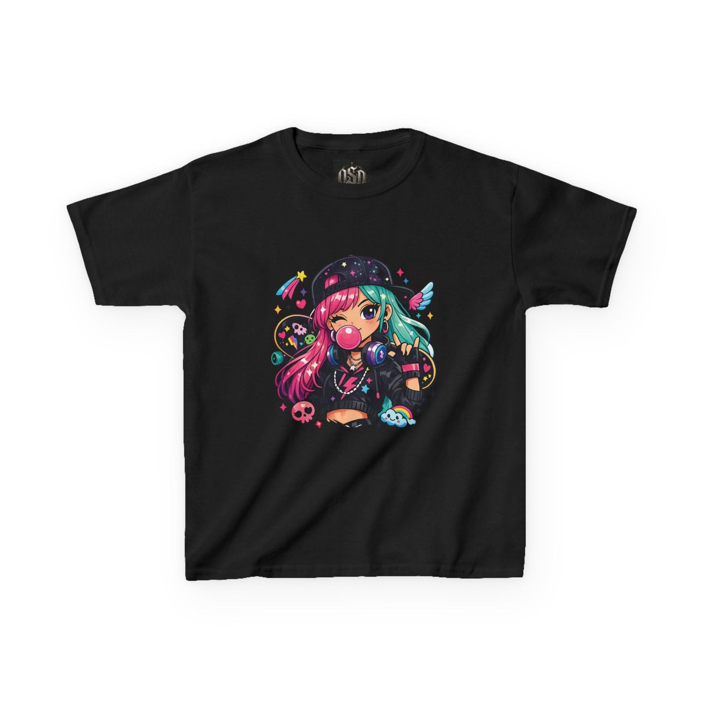 Kids Anime Gamer Tee — Colorful Kawaii Girl Graphic