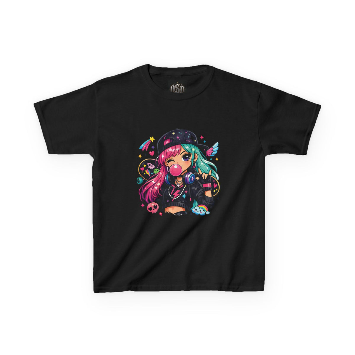 Kids Anime Gamer Tee — Colorful Kawaii Girl Graphic