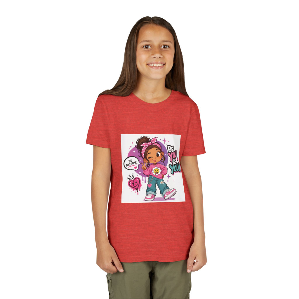Youth Tee — "Be You Be You" Cute Empowerment Girl Graphic T-Shirt