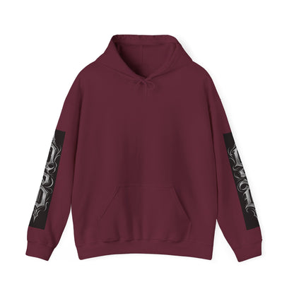Graphic Hoodie — Gothic "OSD" Logo Pullover with Sleeve Panels