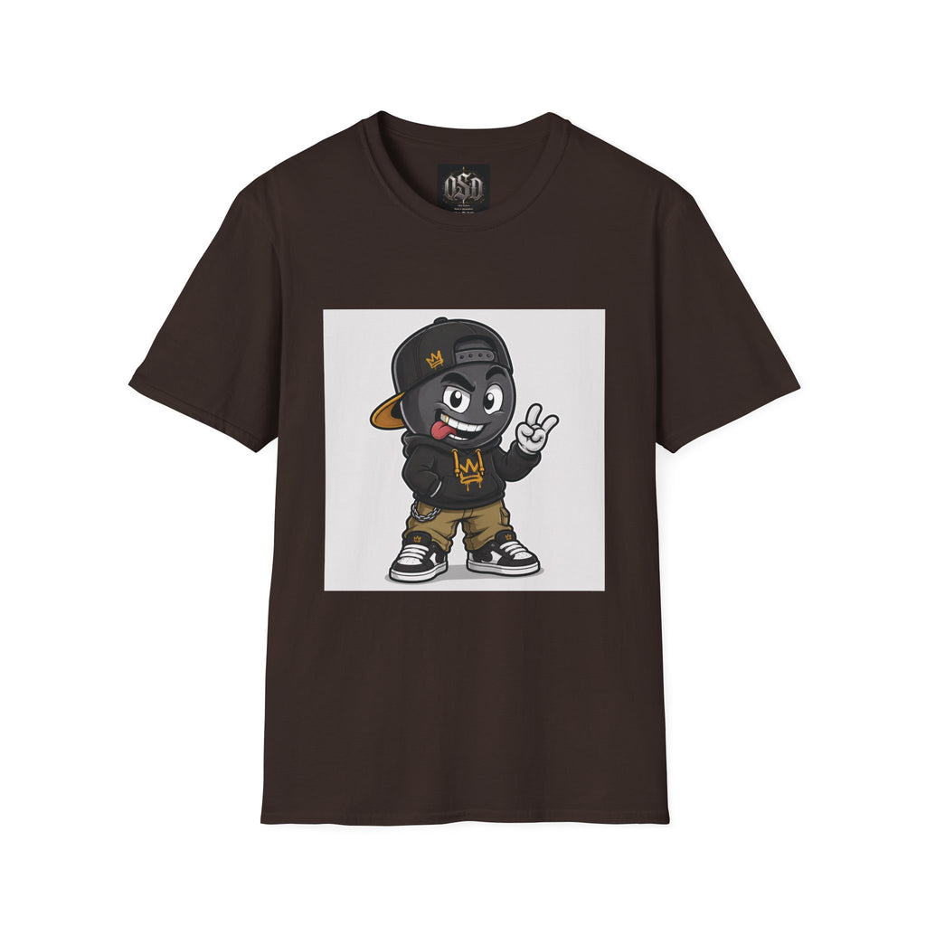 Character Graphic T‑Shirt — Cartoon Peace Sign Streetwear Tee