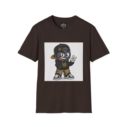 Character Graphic T‑Shirt — Cartoon Peace Sign Streetwear Tee