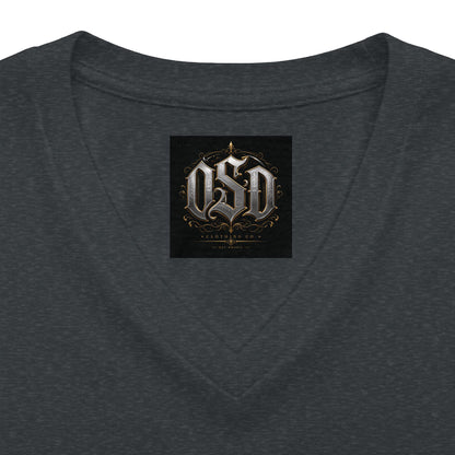 Women's V‑Neck Tee — "Beauty & Power" Gothic Rose Graphic