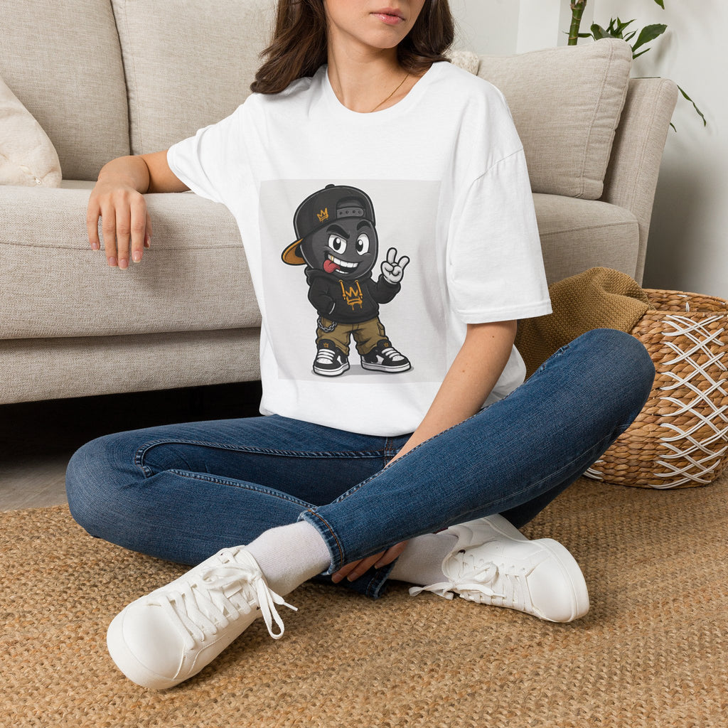 Character Graphic T‑Shirt — Cartoon Peace Sign Streetwear Tee