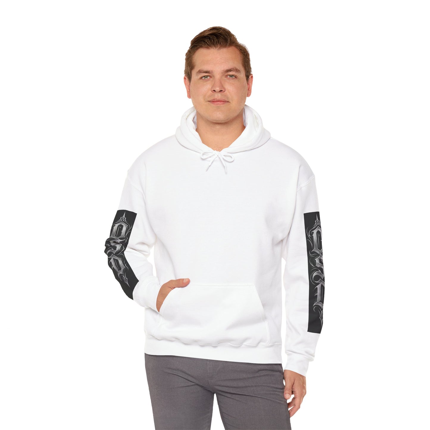 Graphic Hoodie — Gothic "OSD" Logo Pullover with Sleeve Panels