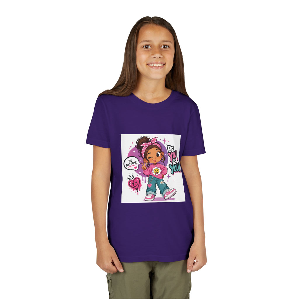 Youth Tee — "Be You Be You" Cute Empowerment Girl Graphic T-Shirt