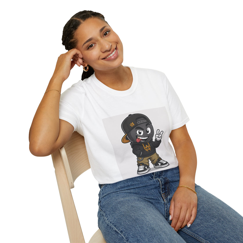 Character Graphic T‑Shirt — Cartoon Peace Sign Streetwear Tee