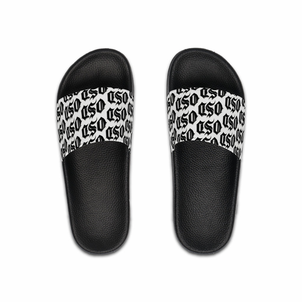 Slide Sandals —  '0SD' Monogram Black & White Lounge Slides