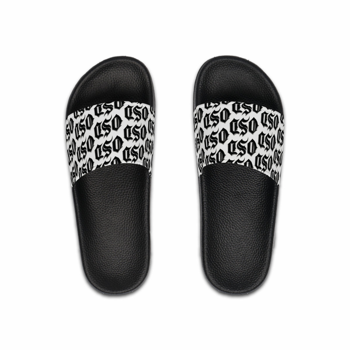 Slide Sandals —  '0SD' Monogram Black & White Lounge Slides