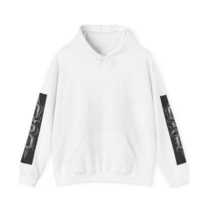 Graphic Hoodie — Gothic "OSD" Logo Pullover with Sleeve Panels