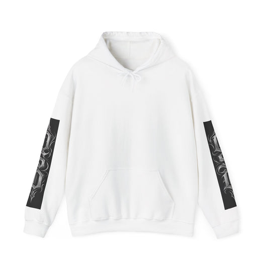 Graphic Hoodie — Gothic "OSD" Logo Pullover with Sleeve Panels
