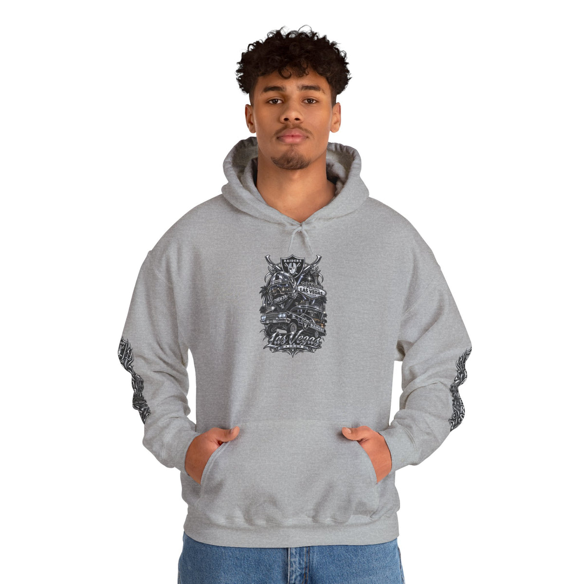 Las Vegas Raider Hoodie — Raider Graphic Pullover with Sleeve Art