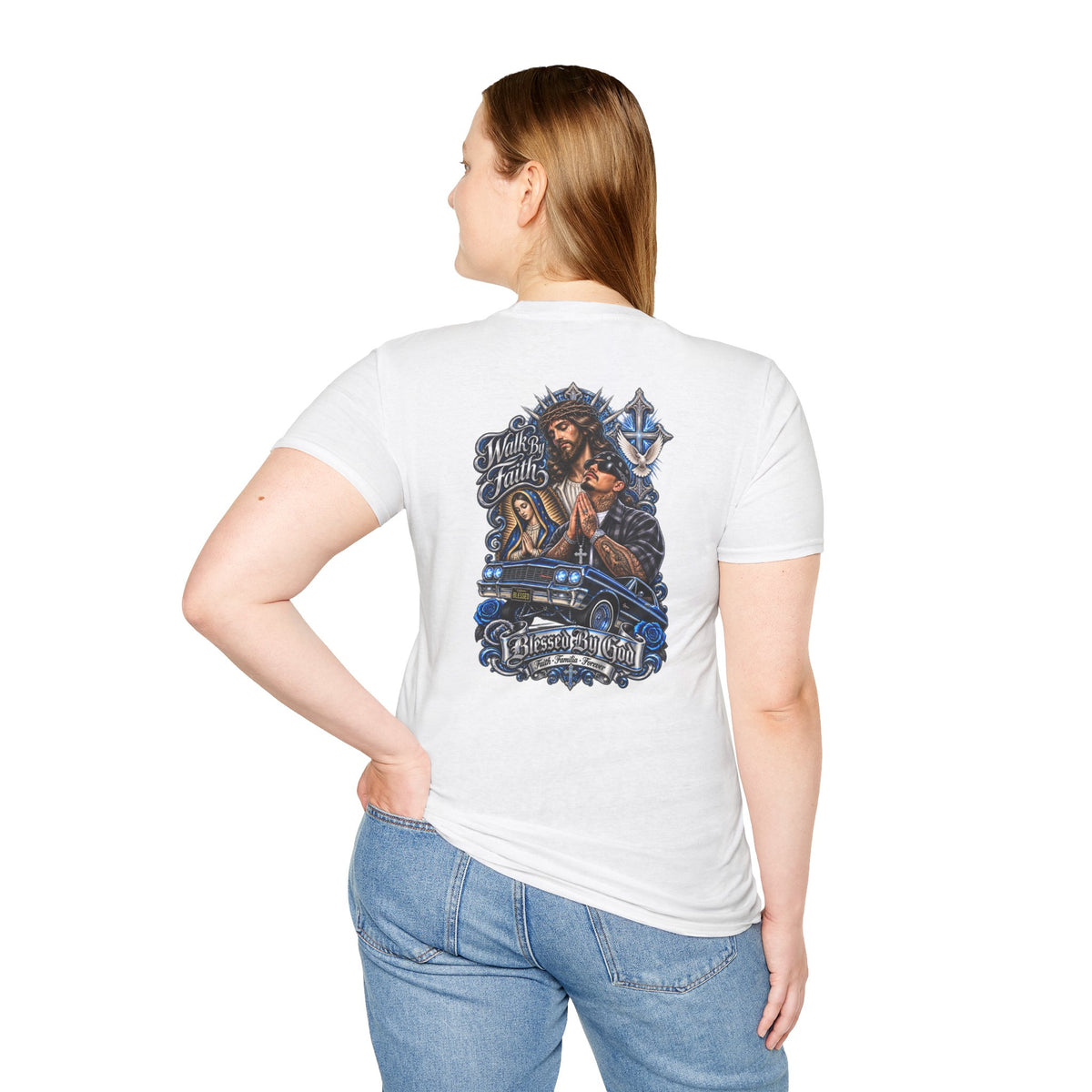 Jesus Prays T-Shirt – Faith, Cross & Blessed Are the Merciful Graphic Tee