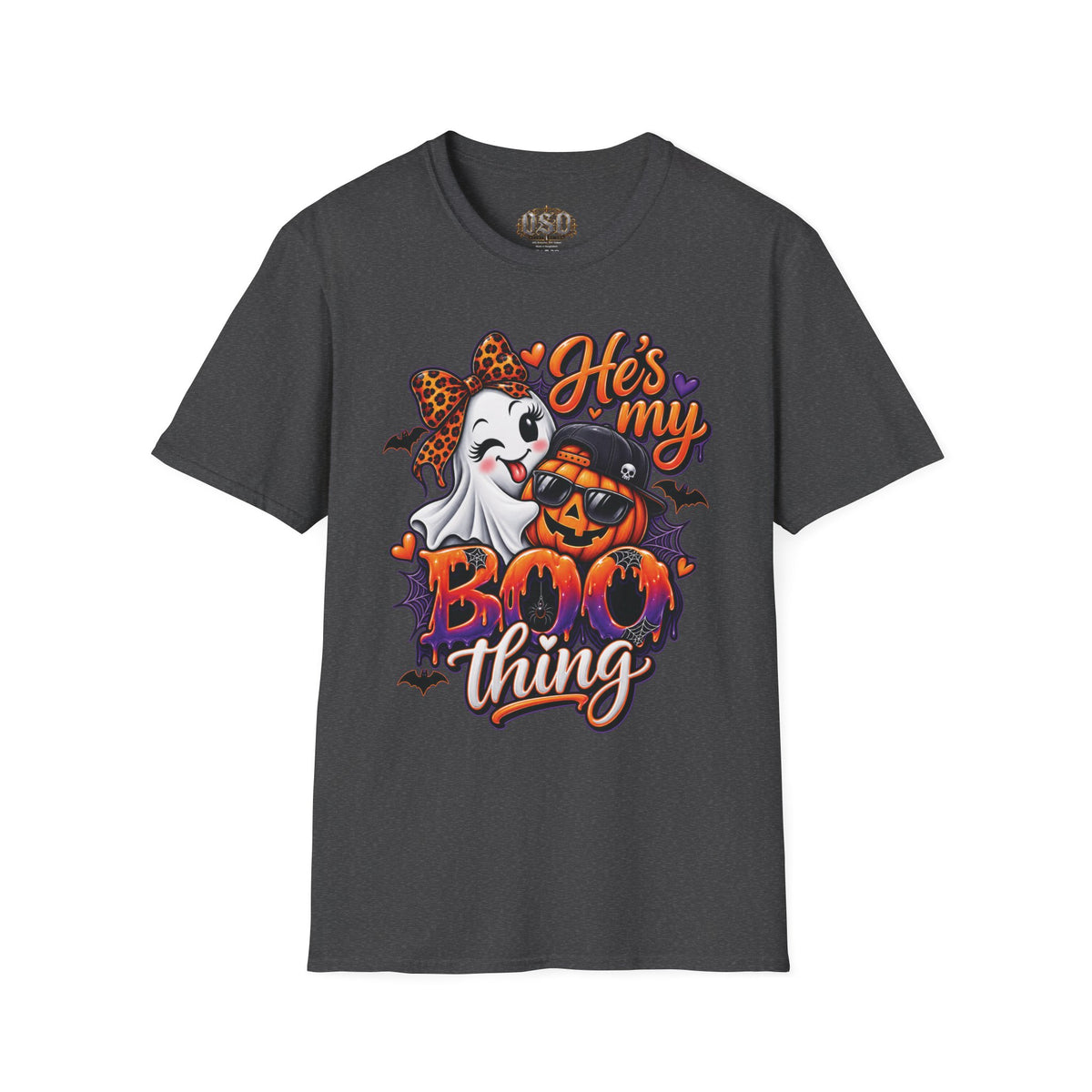 Halloween "He's My Boo Thing" T-Shirt — Cute Ghost & Pumpkin Couple Tee