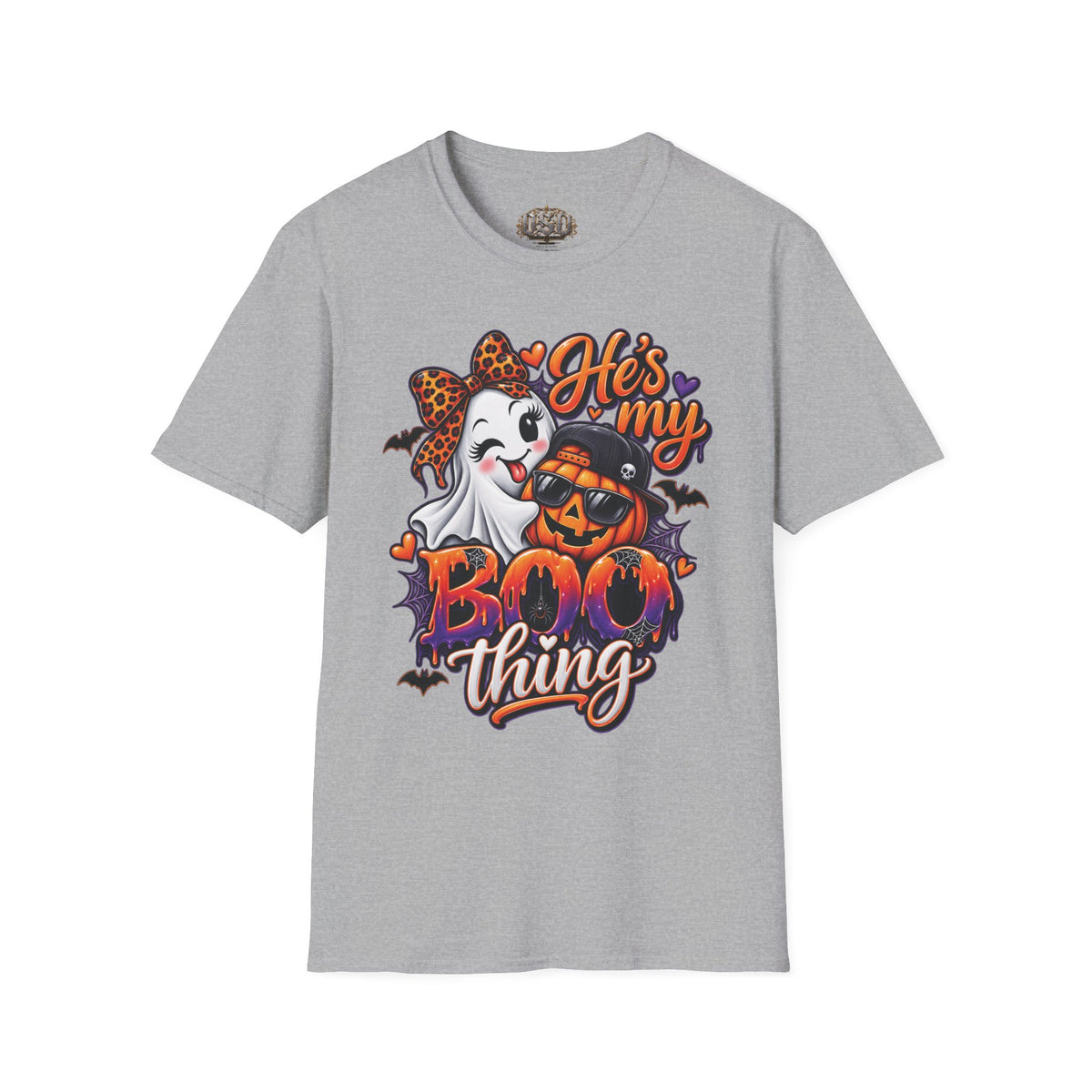Halloween "He's My Boo Thing" T-Shirt — Cute Ghost & Pumpkin Couple Tee