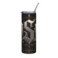 Gothic Monogram 20oz Stainless Tumbler — Metallic S Letter Travel Cup