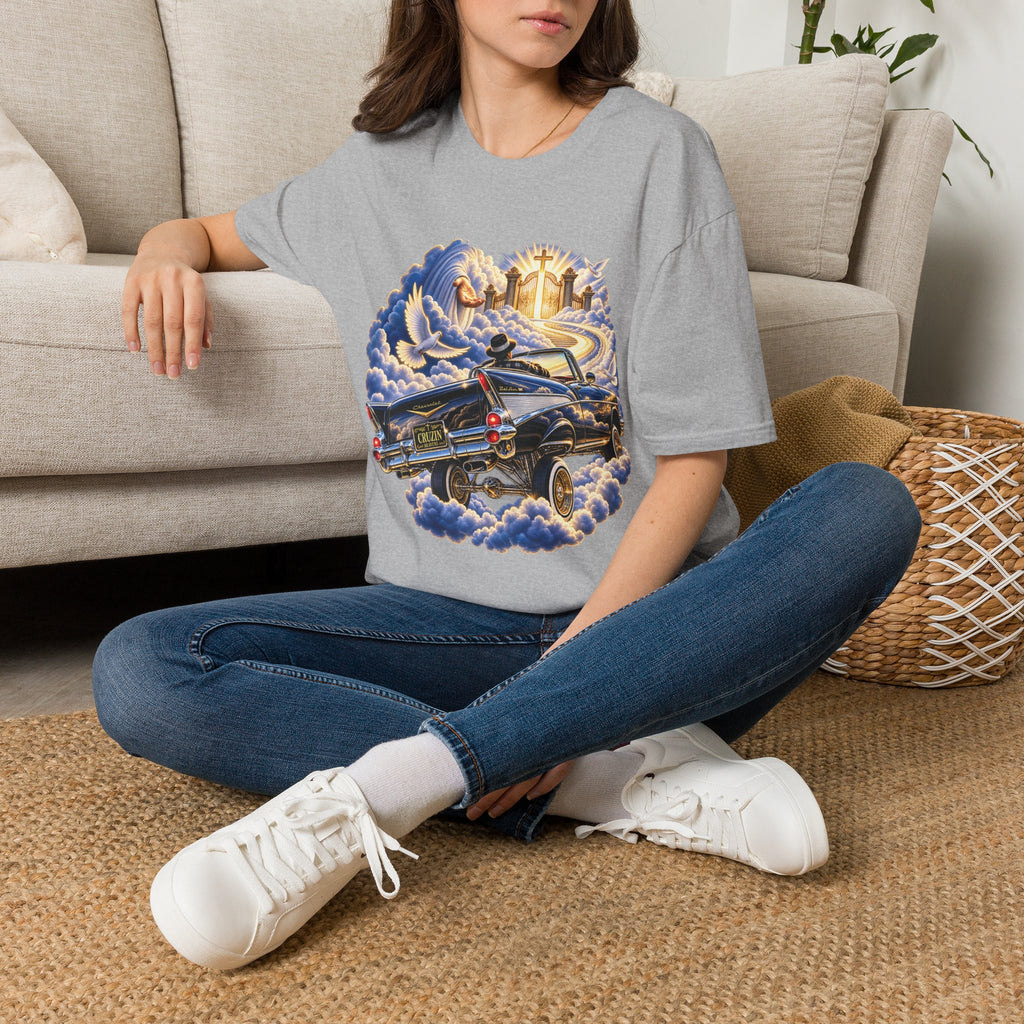 Christian Heaven Car Tribute T-Shirt — Guardian Angel, Cross & Dove T Shirt