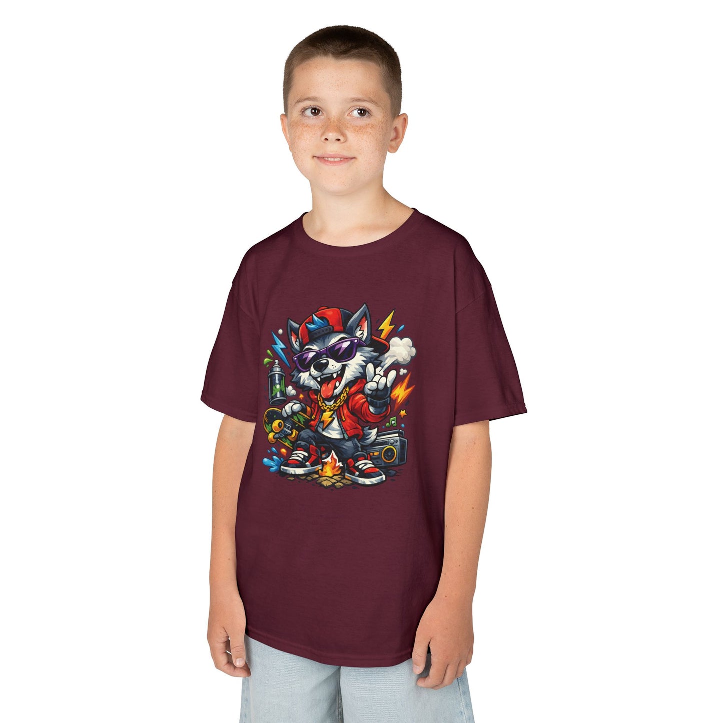 Kid's Cool Wolf Graphic Tee — Cool Music Festival Shirt for Kids