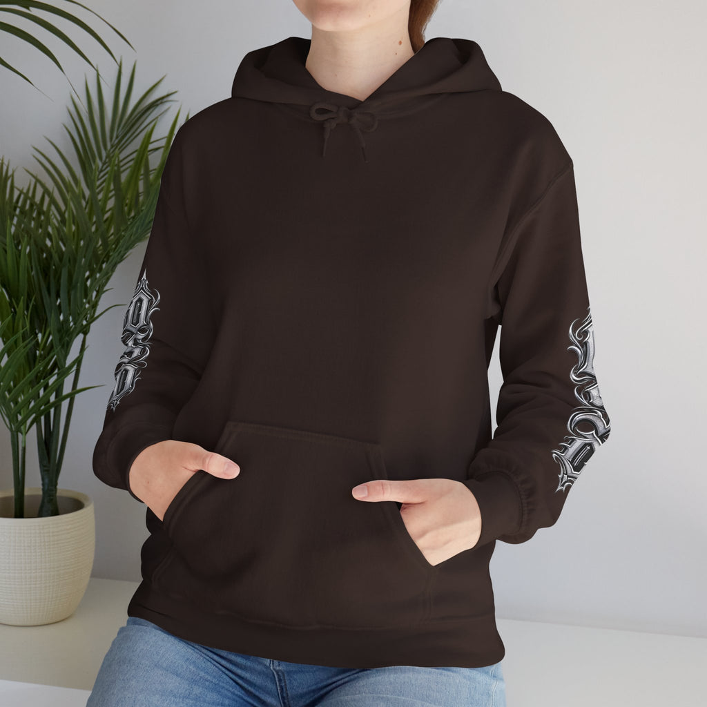 Hoodie — Ornate Gothic "OSD" Logo Sleeve & Back Streetwear Hoodie