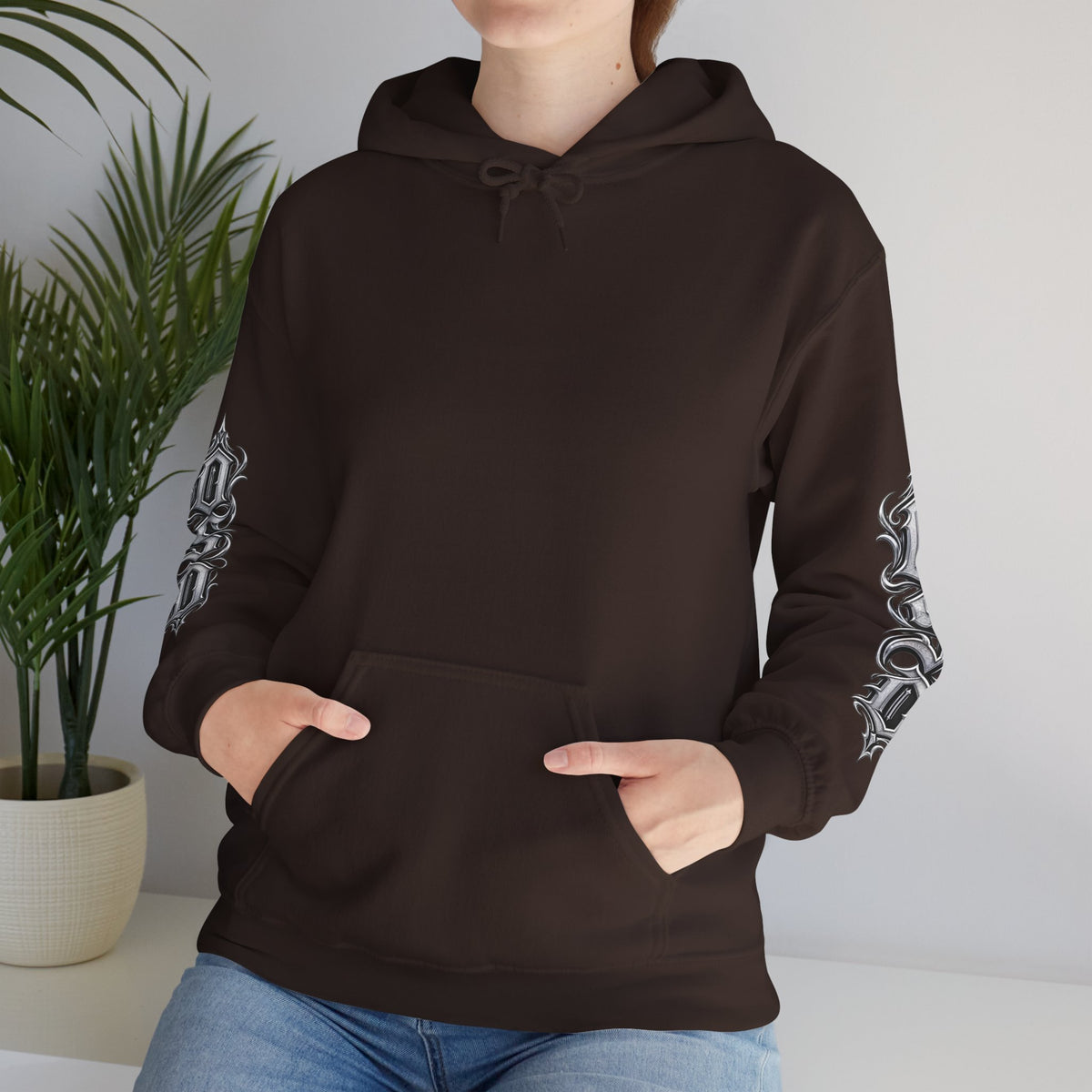 Hoodie — Ornate Gothic "OSD" Logo Sleeve & Back Streetwear Hoodie