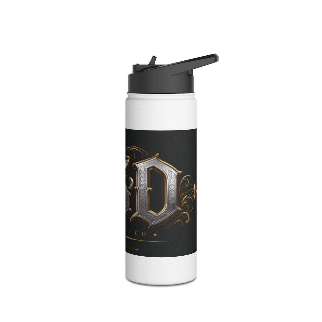 Ornate Gothic Stainless Steel Water Bottle — Vintage Monogram Design