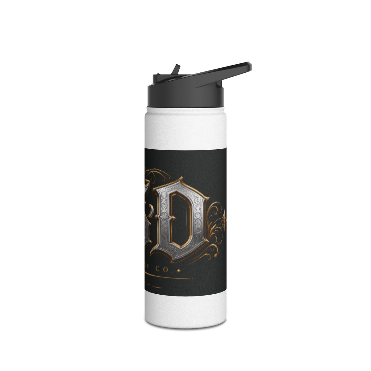 Ornate Gothic Stainless Steel Water Bottle — Vintage Monogram Design