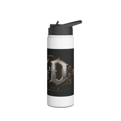Ornate Gothic Stainless Steel Water Bottle — Vintage Monogram Design