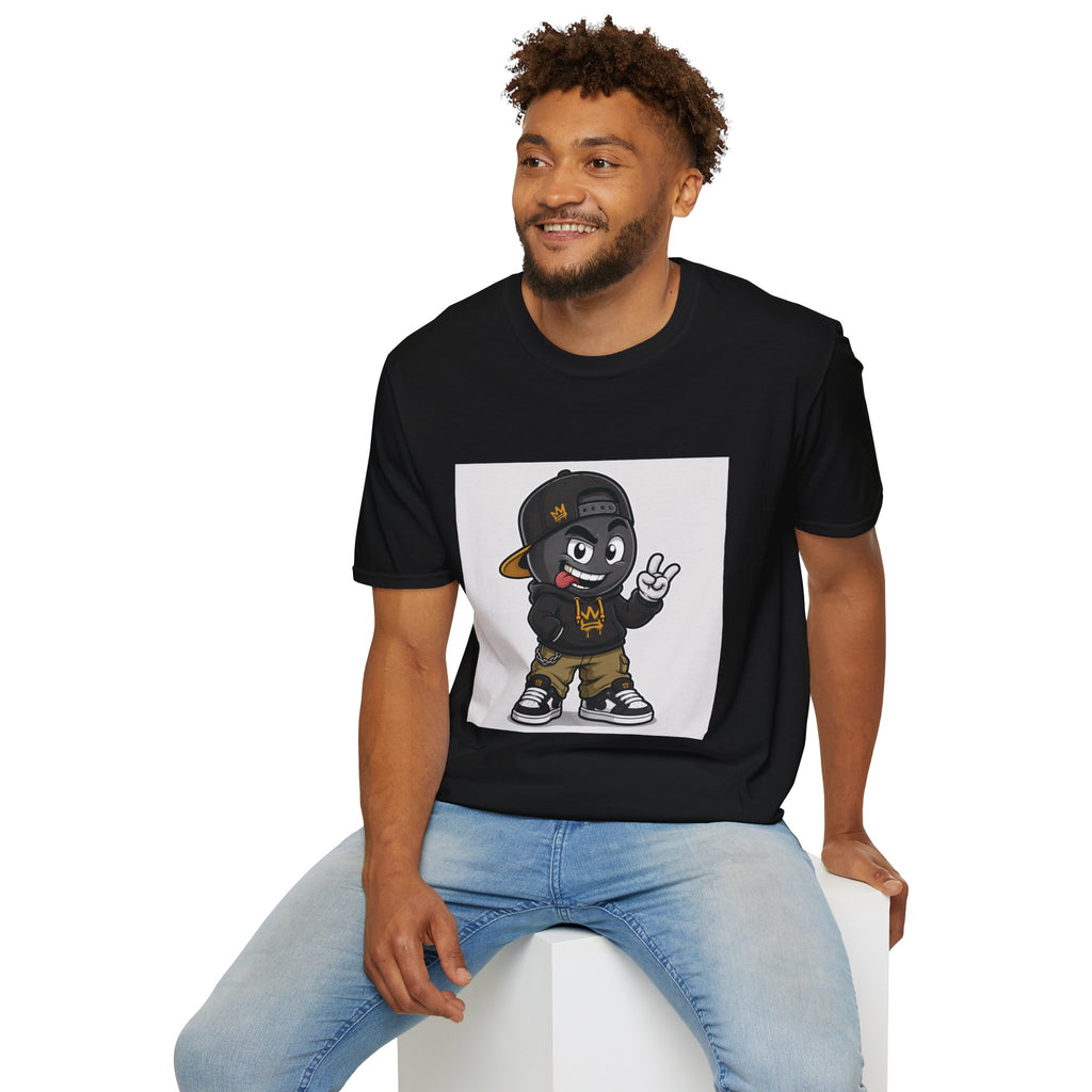 Character Graphic T‑Shirt — Cartoon Peace Sign Streetwear Tee