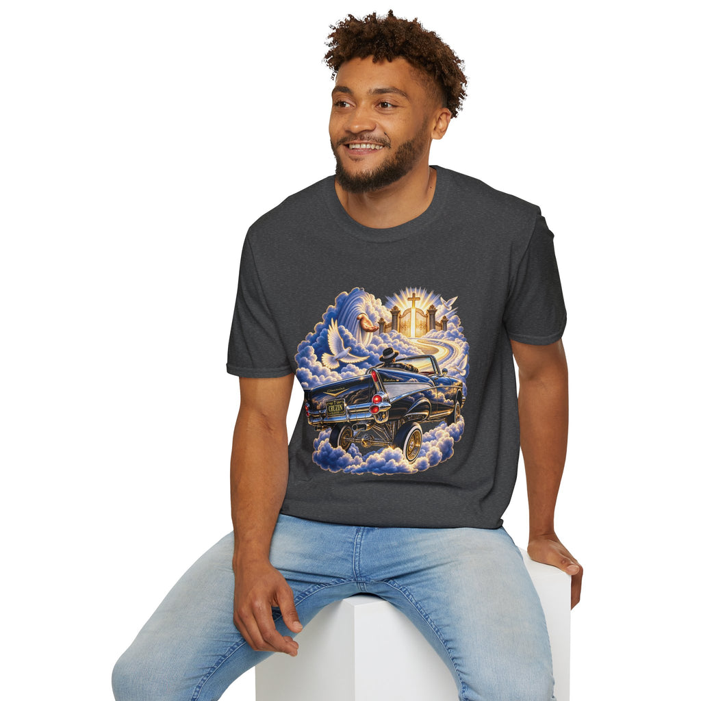 Christian Heaven Car Tribute T-Shirt — Guardian Angel, Cross & Dove T Shirt