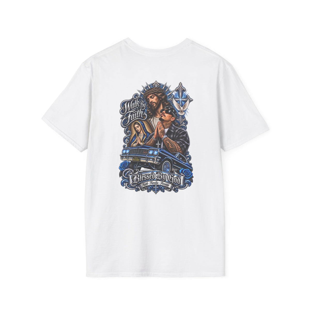 Jesus Prays T-Shirt – Faith, Cross & Blessed Are the Merciful Graphic Tee