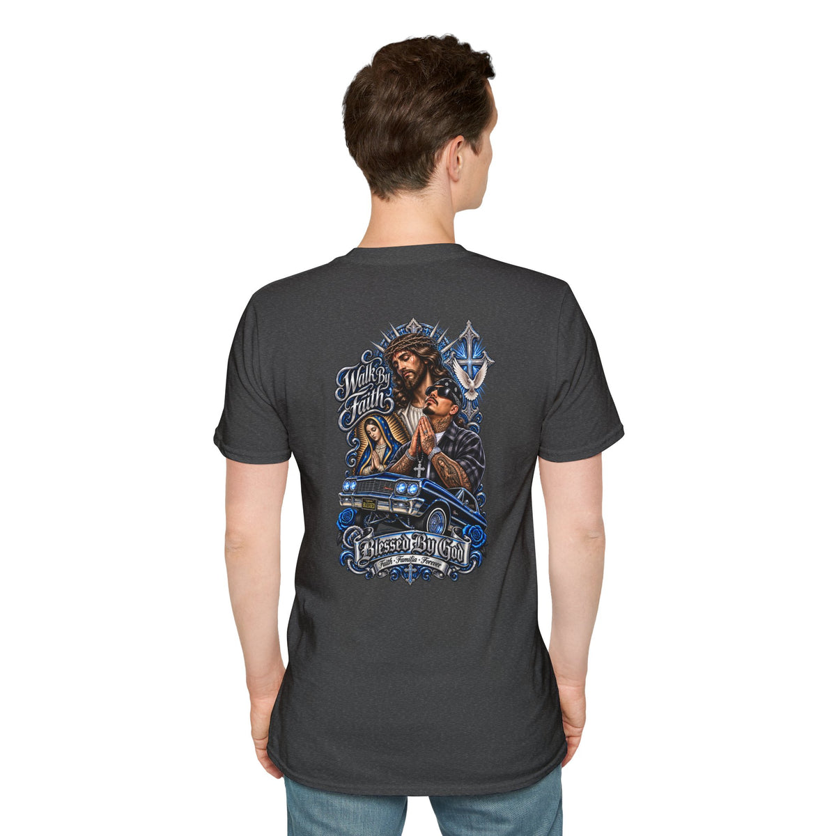 Jesus Prays T-Shirt – Faith, Cross & Blessed Are the Merciful Graphic Tee