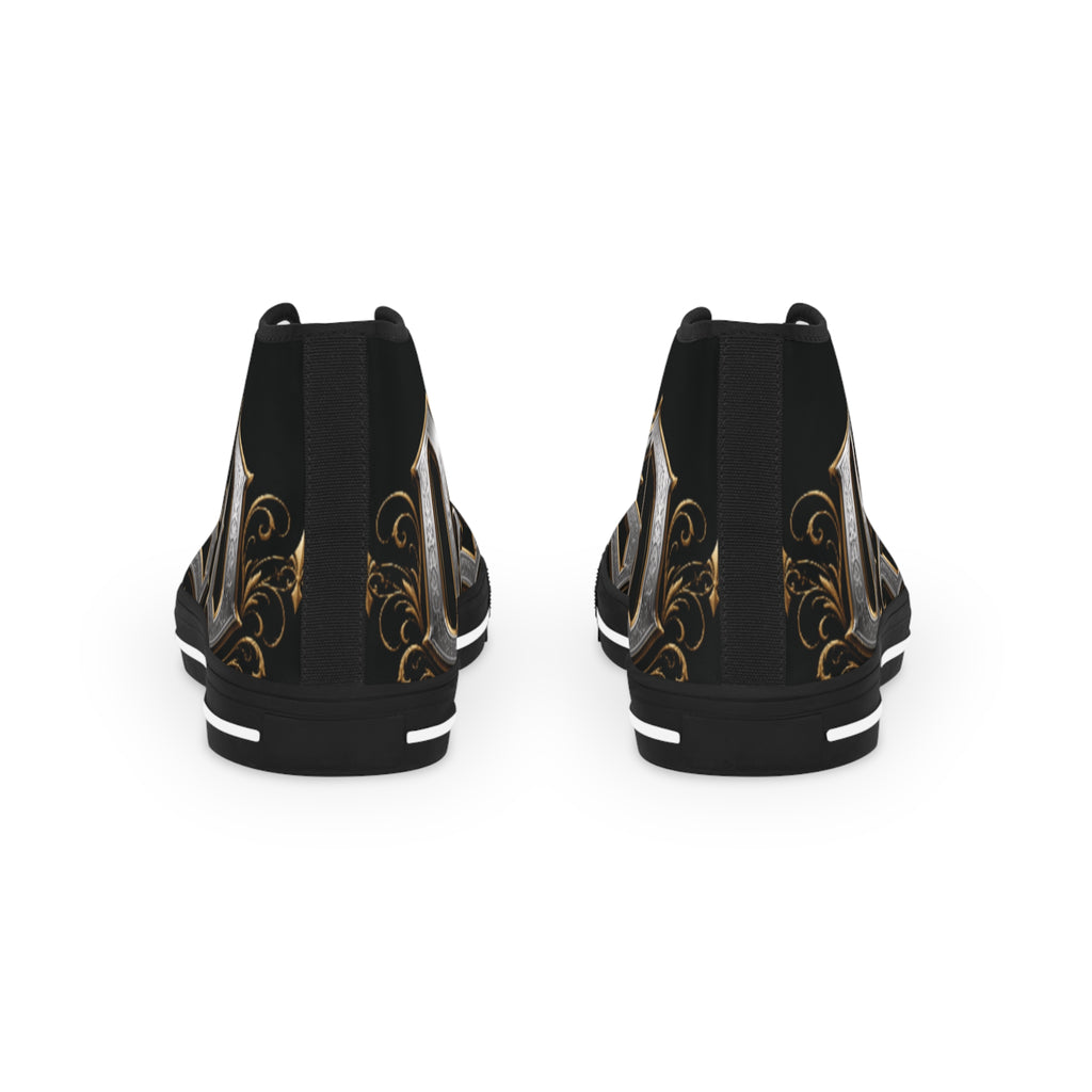 High Top Sneakers — Gothic Lettering Black & Gold Streetwear