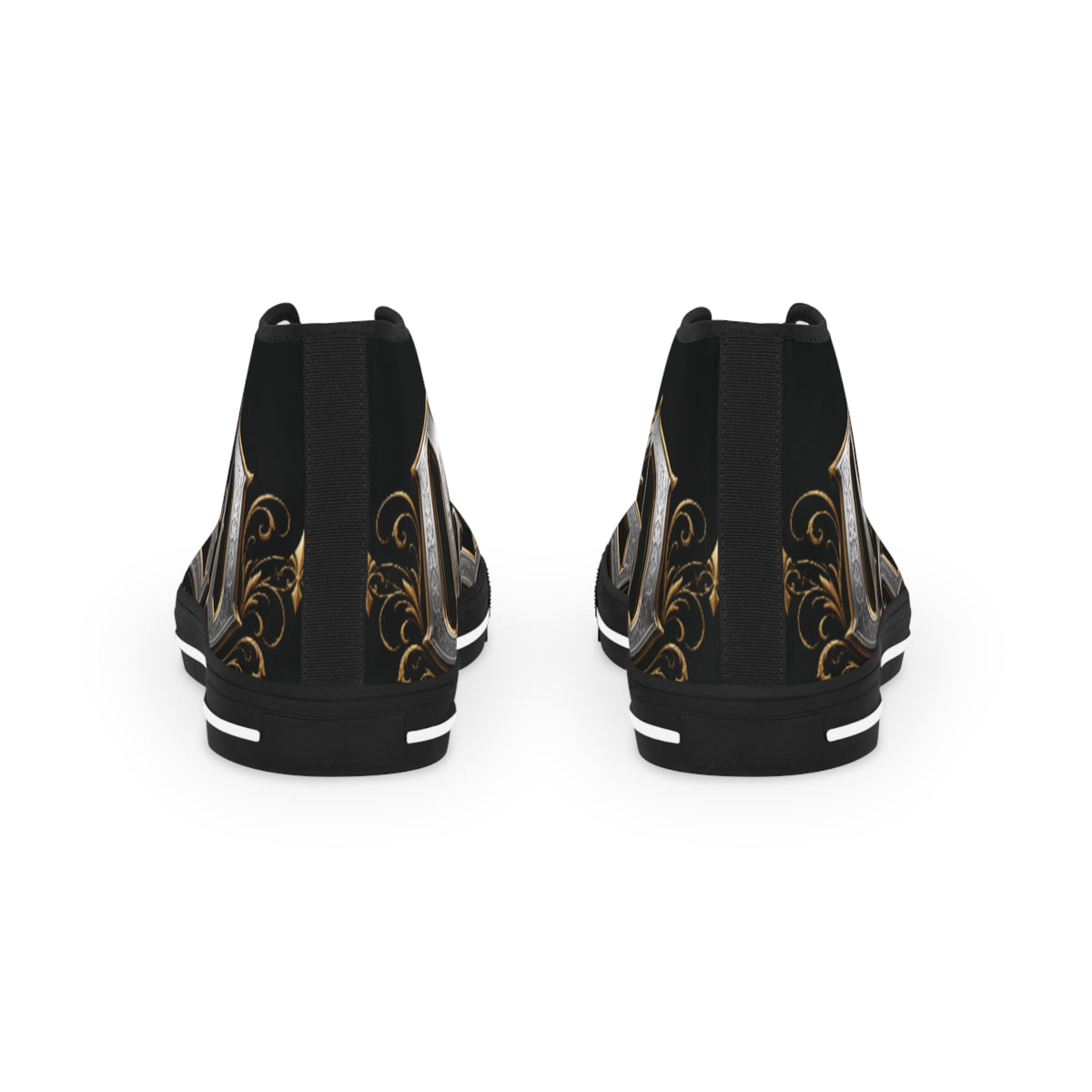 High Top Sneakers — Gothic Lettering Black & Gold Streetwear
