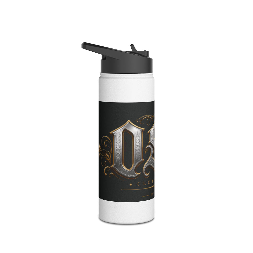 Ornate Gothic Stainless Steel Water Bottle — Vintage Monogram Design