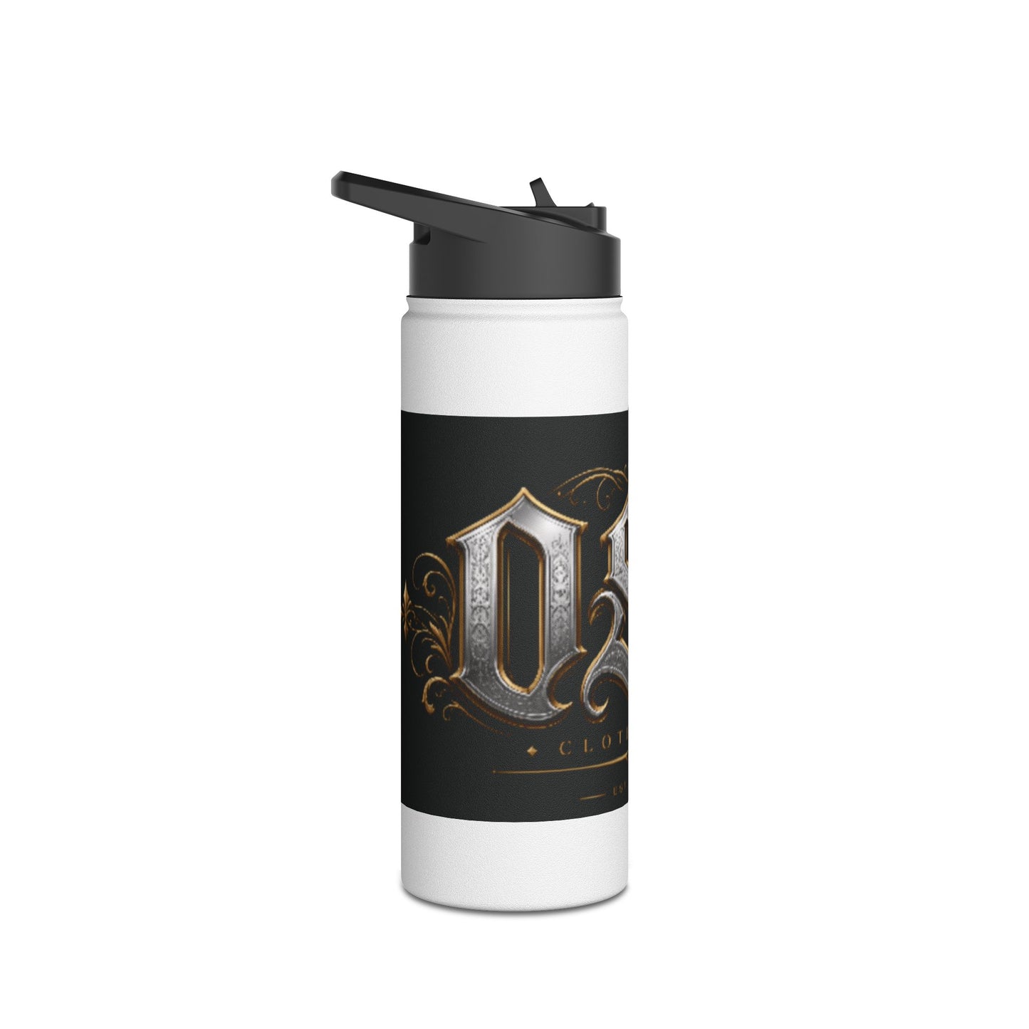 Ornate Gothic Stainless Steel Water Bottle — Vintage Monogram Design