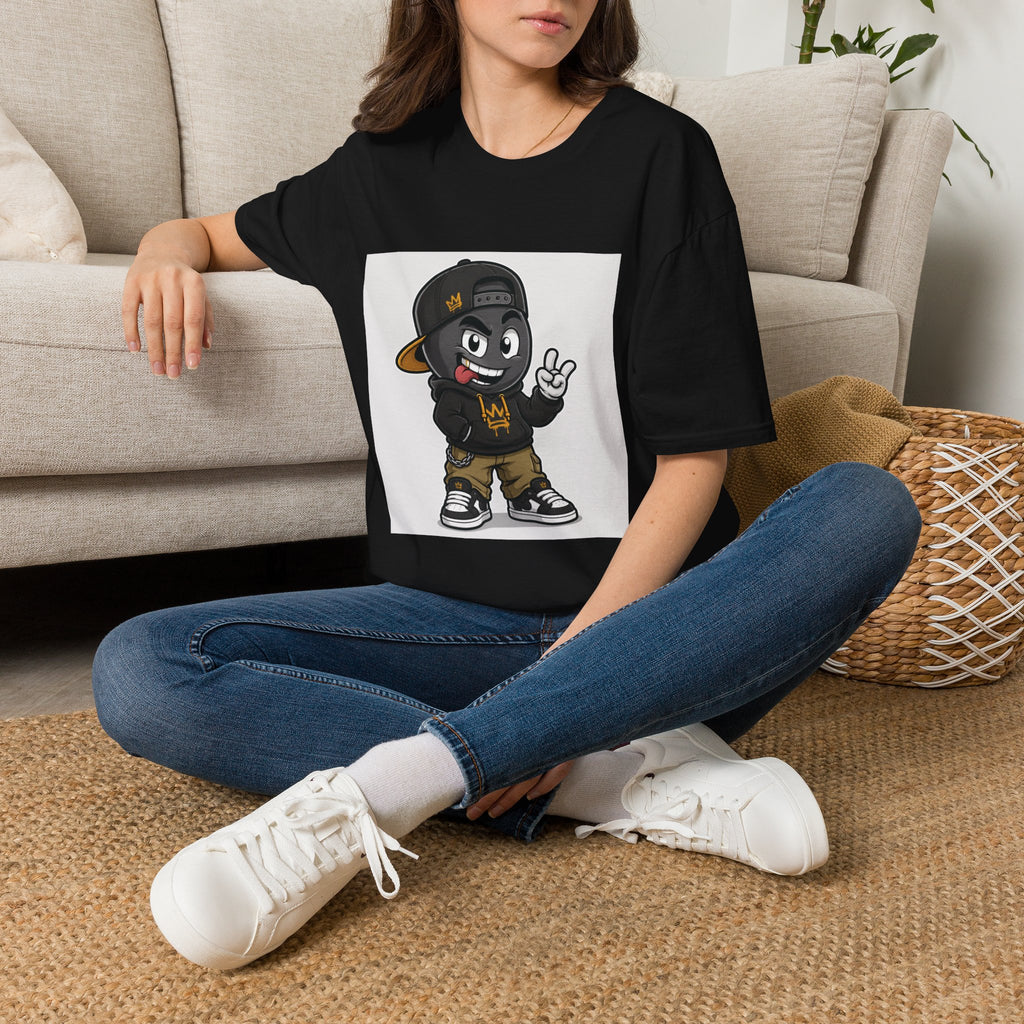 Character Graphic T‑Shirt — Cartoon Peace Sign Streetwear Tee