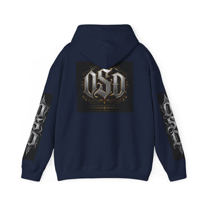 Graphic Hoodie — Gothic "OSD" Logo Pullover with Sleeve Panels