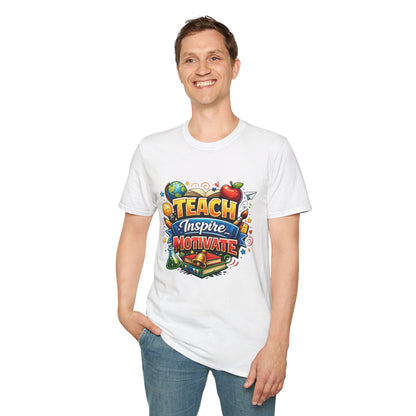 Teacher "Teach Inspire Motivate" T-Shirt — Colorful School Education Tee