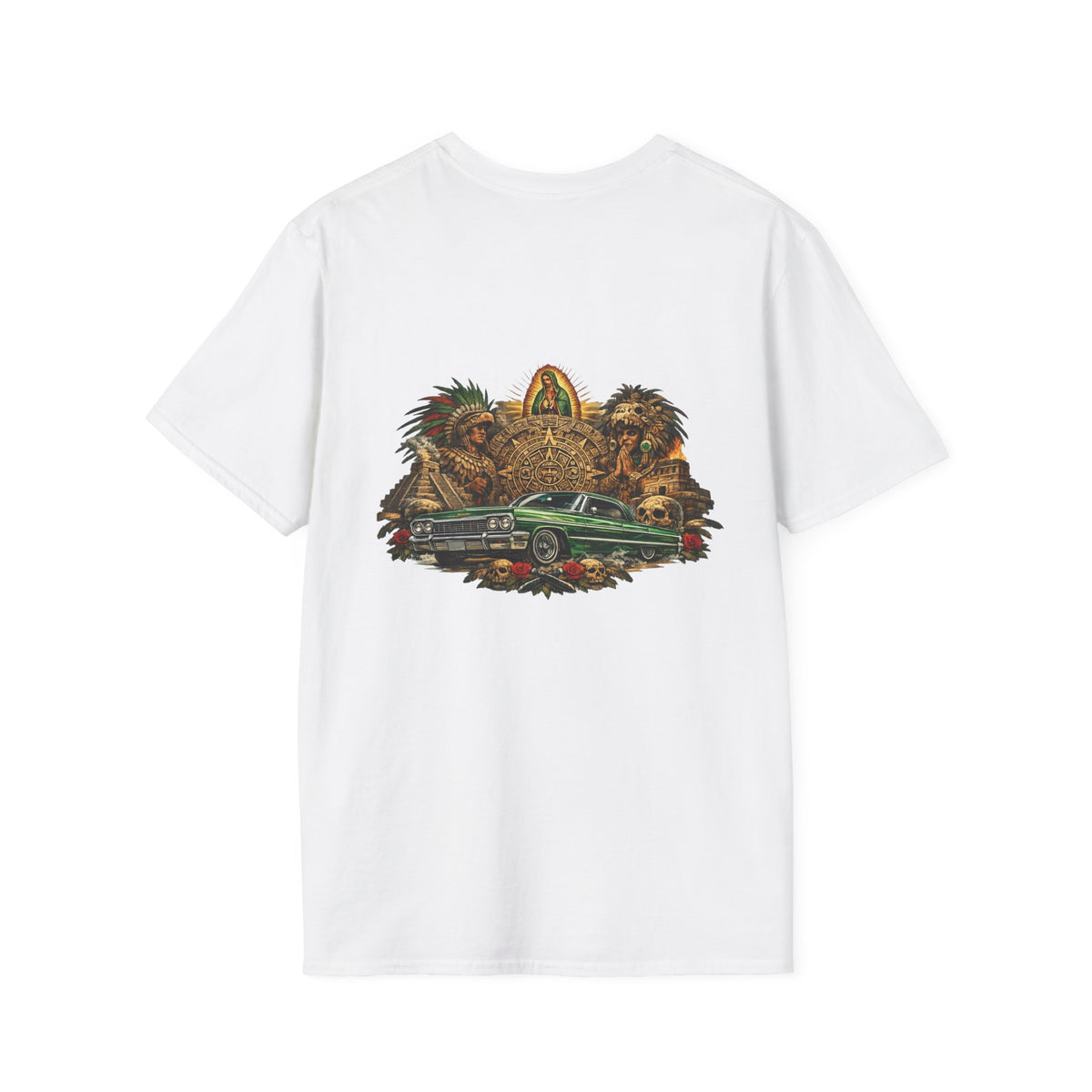 Classic White T-Shirt  Aztec Print - Minimalist Casual Tee