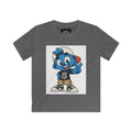 Kids Tee — Blue Cartoon Character Peace Sign Graphic Shirt
