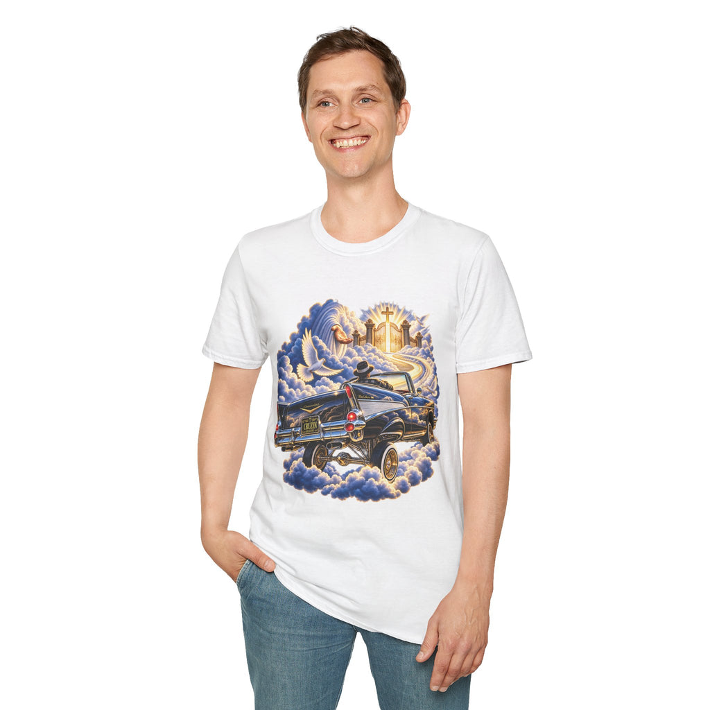 Christian Heaven Car Tribute T-Shirt — Guardian Angel, Cross & Dove T Shirt