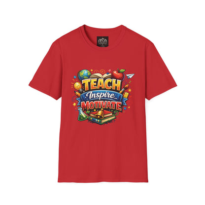 Teacher "Teach Inspire Motivate" T-Shirt — Colorful School Education Tee