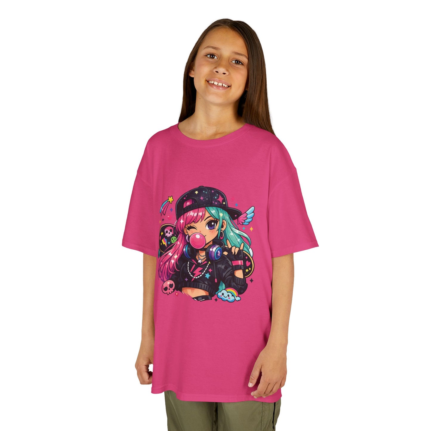 Kids Anime Gamer Tee — Colorful Kawaii Girl Graphic