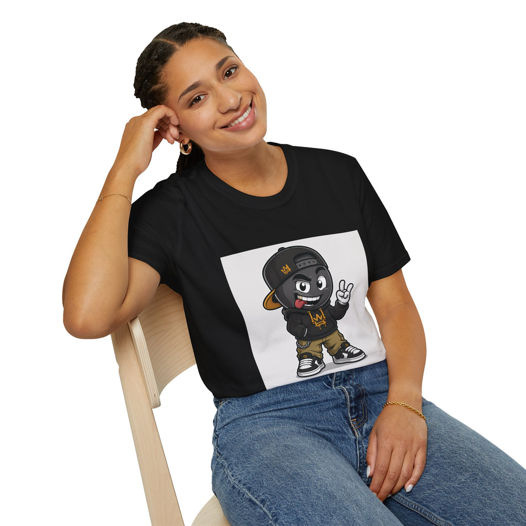 Character Graphic T‑Shirt — Cartoon Peace Sign Streetwear Tee