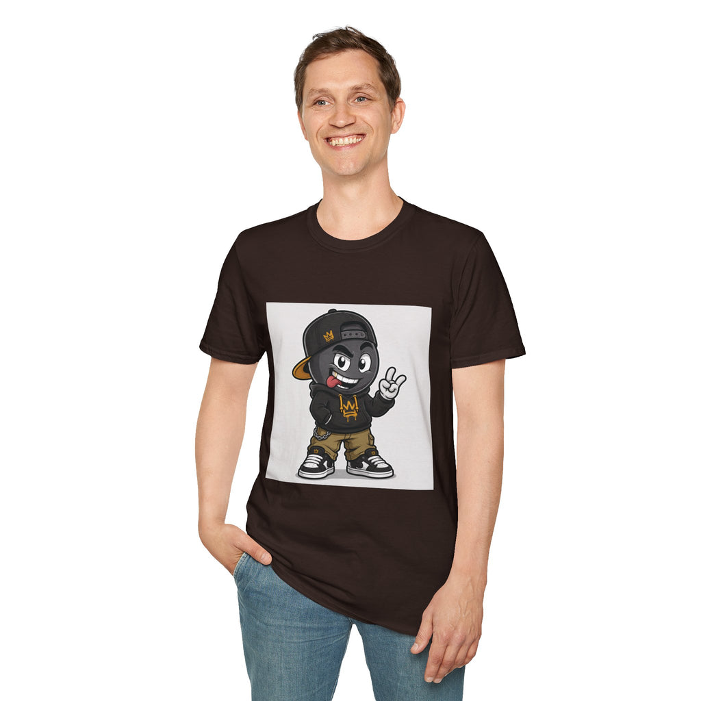 Character Graphic T‑Shirt — Cartoon Peace Sign Streetwear Tee